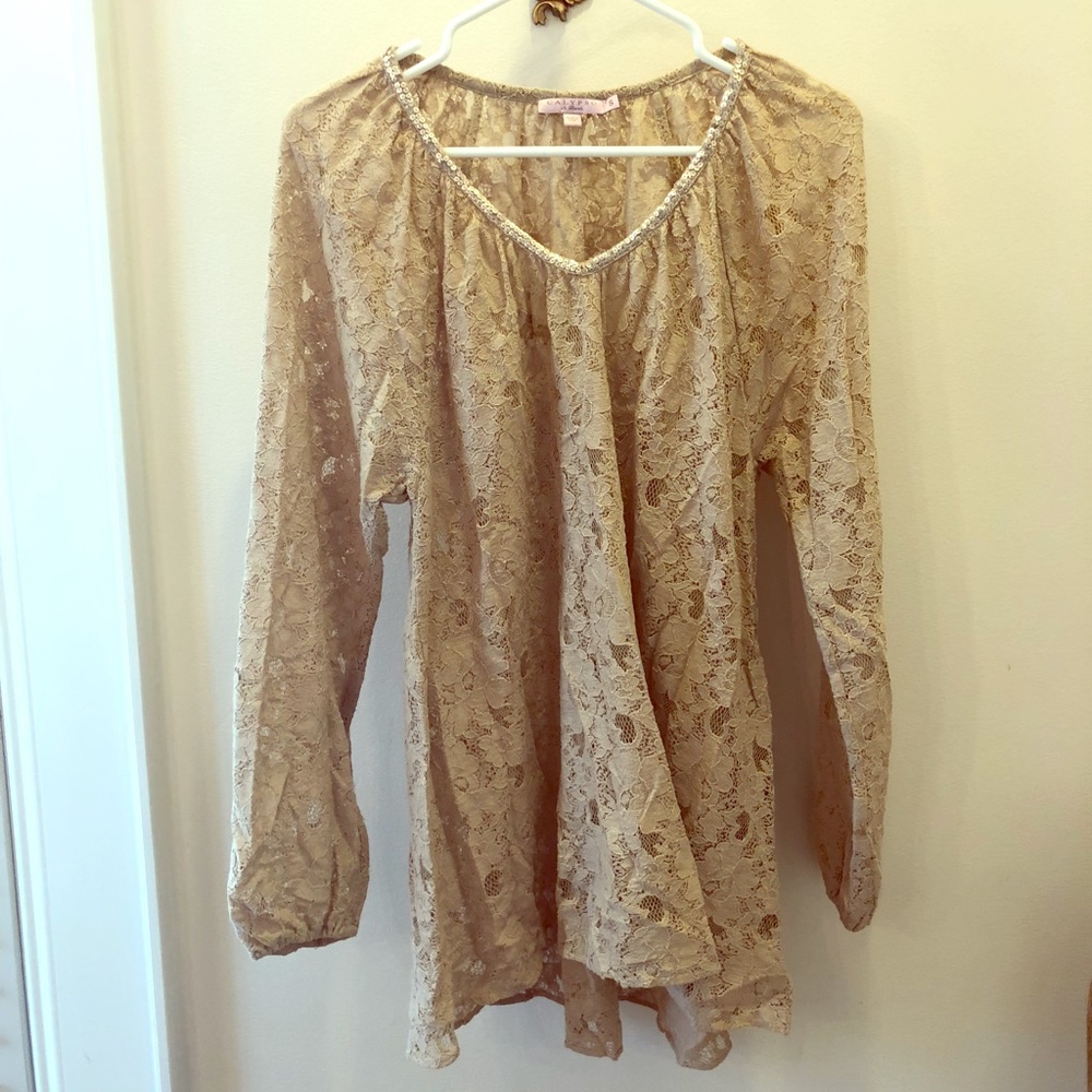 Calypso St. Barth Lace Tunic with beading at neck